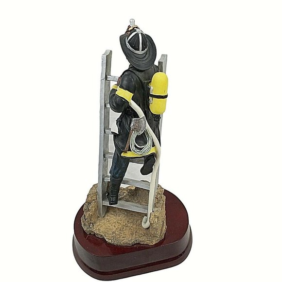 Vintage Our Designs Fireman Figurine Firefighter on Ladder with Hose Resin 12" - Picture 5 of 6